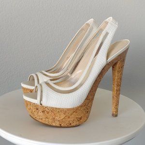 Enzo Angiolini White Platform Slingbacks size 10